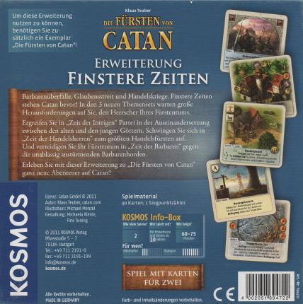 Die Fürsten von Catan – Finstere Zeiten Rückseite