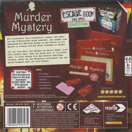 Escape Room – Murder Mystery Rückseite
