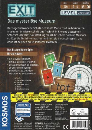 Exit – Das mysteriöse Museum Rückseite