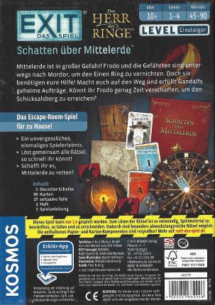 EXIT – Schatten über Mittelerde (Herr der Ringe) Rückseite