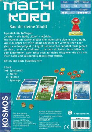 Machi Koro – Bau dir deine Stadt! Rückseite