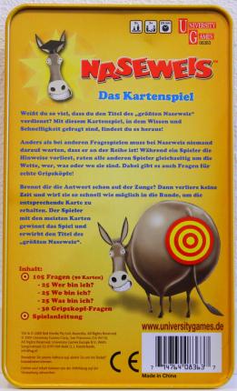 Naseweis – Das Kartenspiel Rückseite