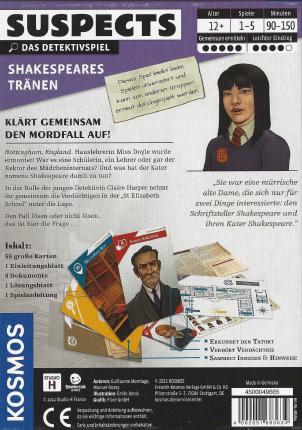 Suspects – Shaekespeares Tränen Rückseite
